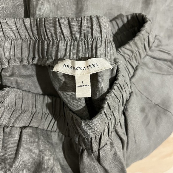 Grade And Gather 100% Linen Pants Sz L Grey/beige Big Pockets Lightweight Classy - Picture 6 of 13